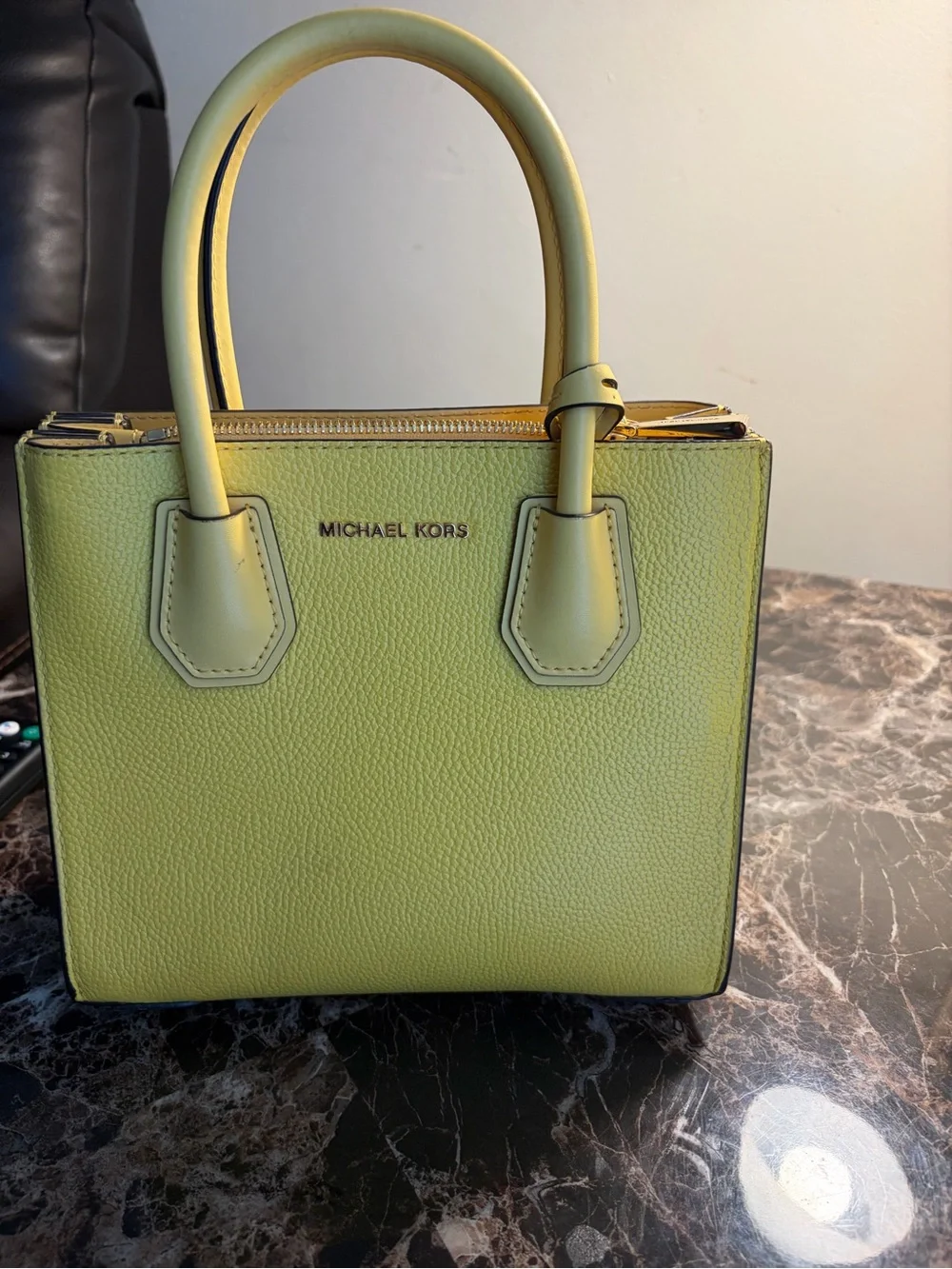 Michael Kors Yellow Leather Satchel with Gold Hardware